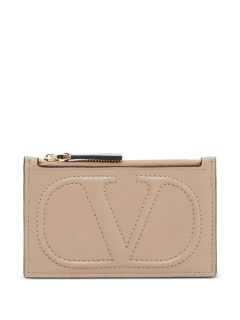 Valentino Garavani VLogo Walk zip card holder in calfskin - Neutrals - zdjęcie produktu nr 1