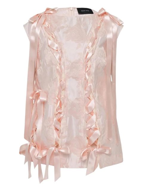 Simone Rocha ribbon brocade unraveling top - Pink - zdjęcie produktu nr 1
