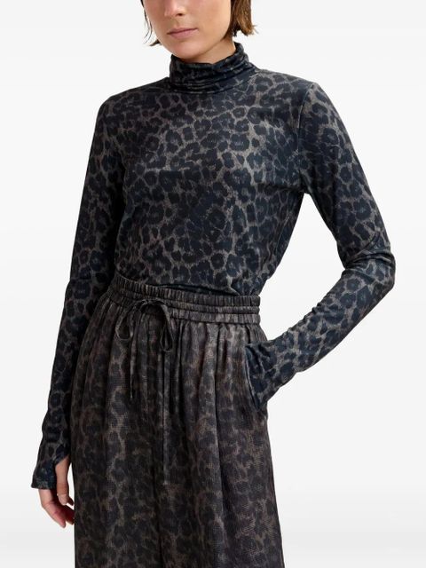 Essentiel Antwerp Isperenza leopard-print thumb-hole T-shirt - Black - zdjęcie produktu nr 1