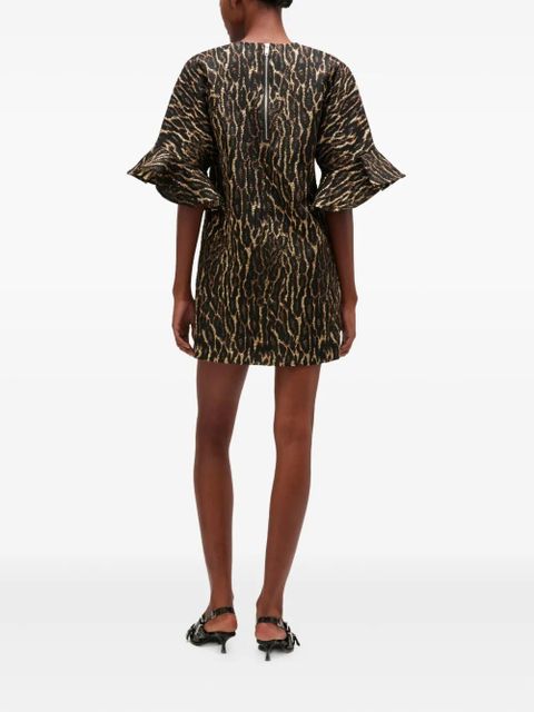 GANNI V-neck mini dress - Brown