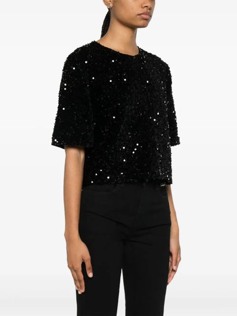 Maje sequinned velvet top - Black