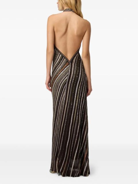 Missoni halterneck striped maxi dress - Brown