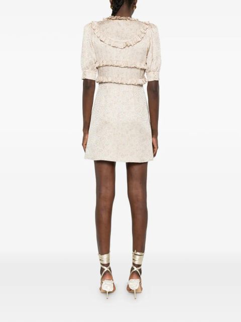 Alessandra Rich ruffled floral dress - Neutrals