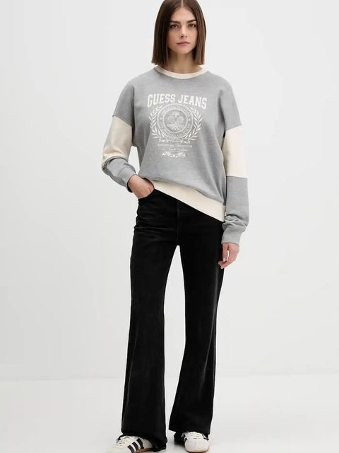 Guess Jeans bluza bawełniana damska kolor szary z nadrukiem W5YQ20 K68I4