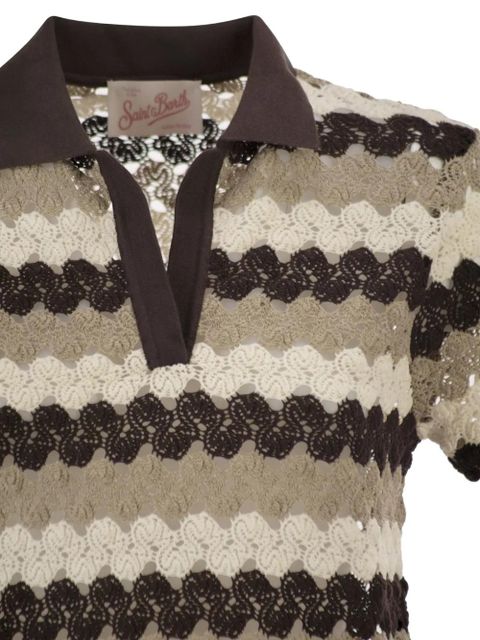 MC2 Saint Barth striped-crochet T-shirt - Brown