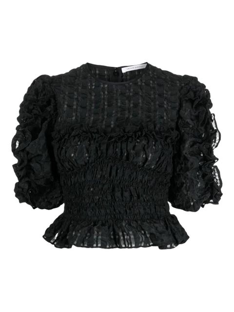 Cecilie Bahnsen ruffled-detail organza top - Black - zdjęcie produktu nr 1