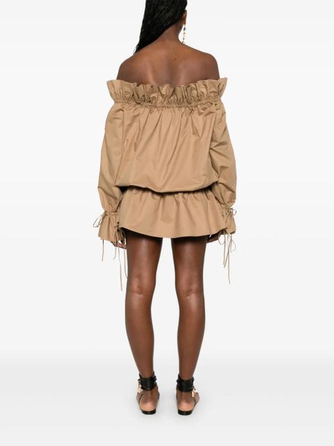 Saint Laurent off-shoulder mini dress - Brown - zdjęcie produktu nr 2