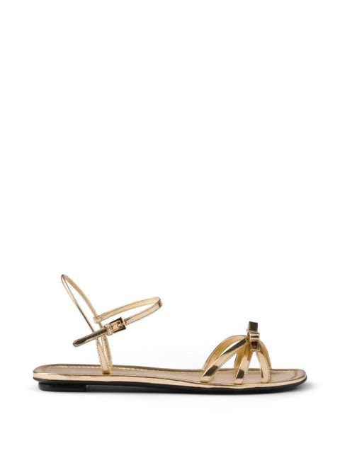 Prada flat metallic leather sandals - Gold - zdjęcie produktu nr 1