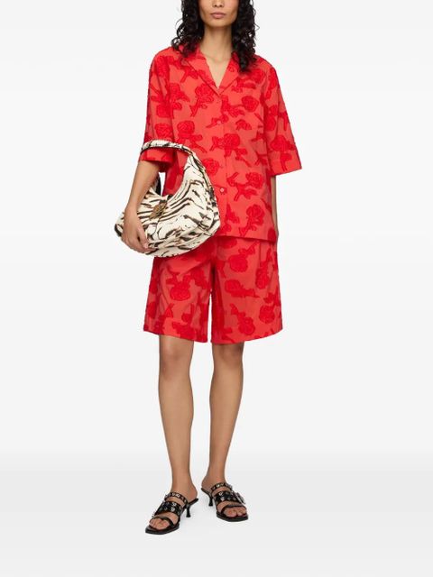 GANNI fil-coupé floral-pattern shirt - Red - zdjęcie produktu nr 2