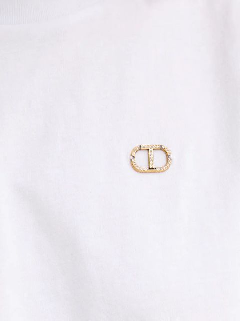 Twinset t-shirt bawełniany damski kolor biały 251TT2043