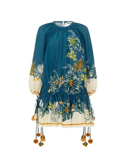 ALEMAIS Luda floral tassel mini dress - Blue - zdjęcie produktu nr 1