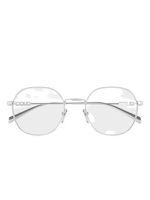 Gucci Eyewear logo round-frame glasses - Silver