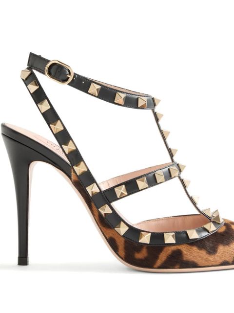 Valentino Garavani 100mm Rockstud leopard-print pumps - Black - zdjęcie produktu nr 1