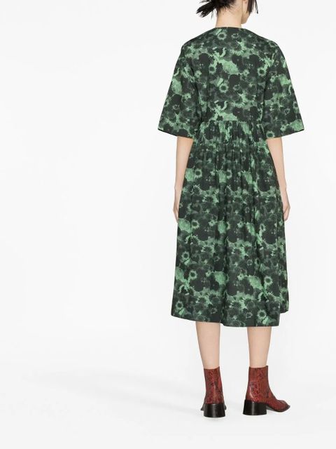 GANNI organic cotton V-neck midi dress - Green