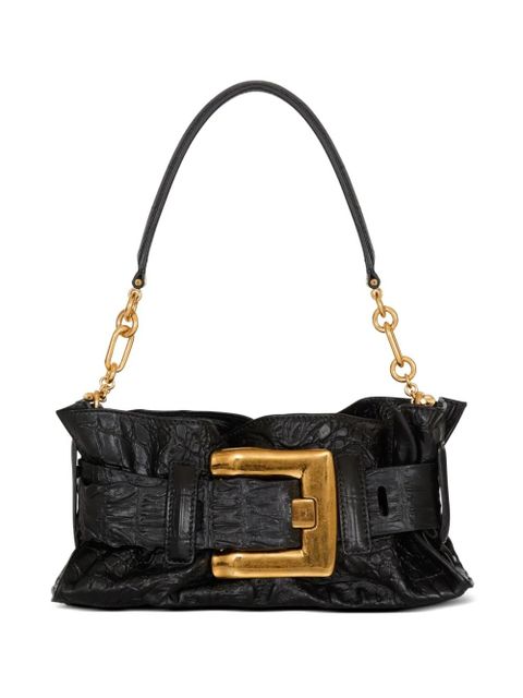 Balmain mini Anthem embossed-crocodile buckle clutch bag - Black - zdjęcie produktu nr 1