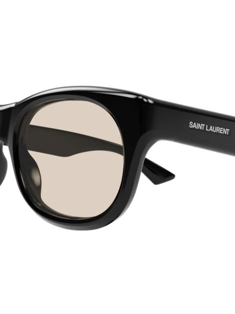 Saint Laurent Eyewear SAINT LAURENT D FRAME YELLOW LENS ACETATE SUNGLASSES - BLACK-BLACK-YELLOW