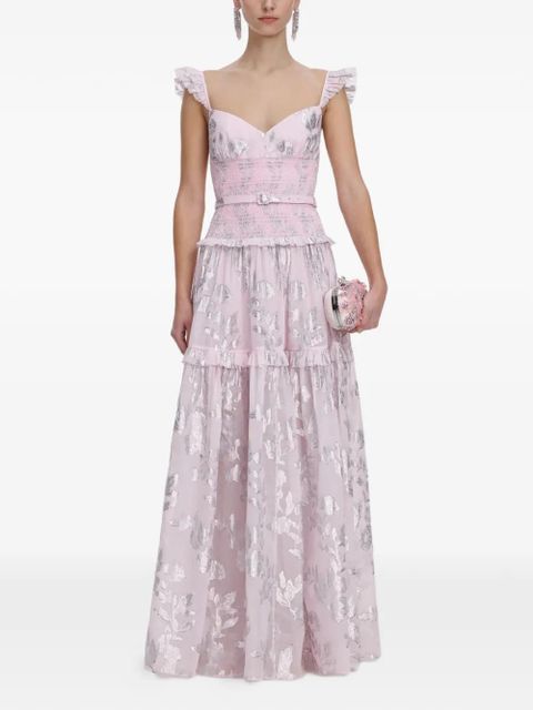 Self-Portrait chiffron ruffled maxi dress - Pink - zdjęcie produktu nr 2