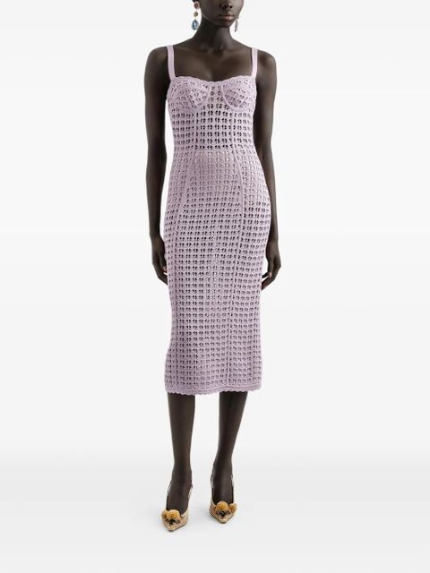 Dolce & Gabbana open-knit midi dress - Purple - zdjęcie produktu nr 2