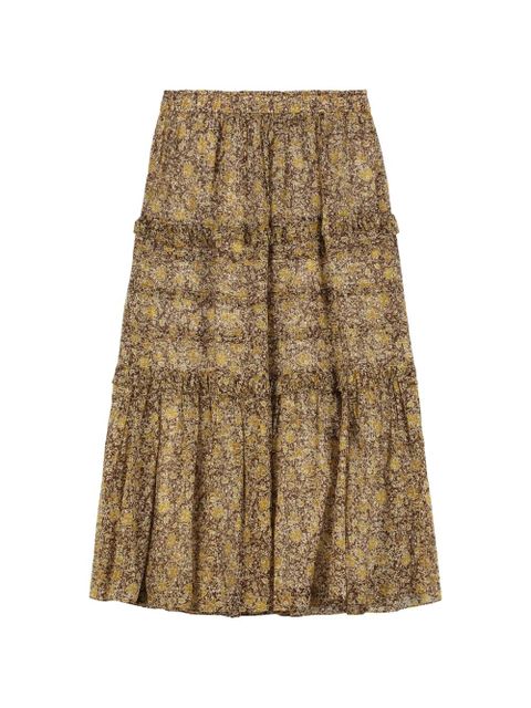 MARANT ÉTOILE ruffled floral-print skirt - Brown - zdjęcie produktu nr 2