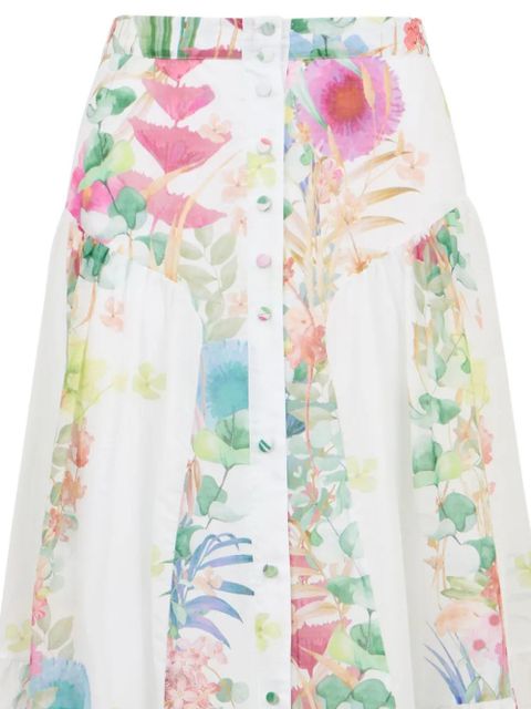 Charo Ruiz Ibiza Roselle floral-prim buttoned skirt - White