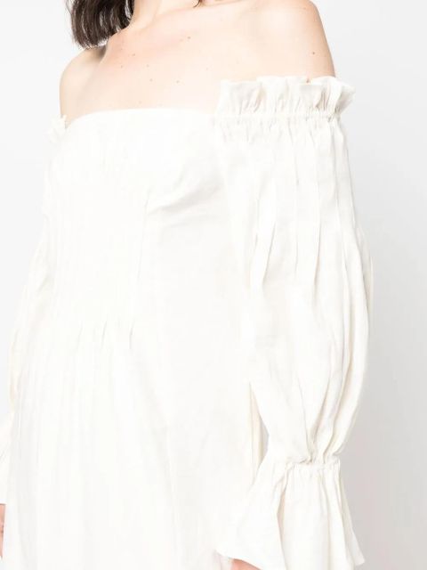 Cult Gaia cold-shoulder ruffle-sleeve dress - Neutrals