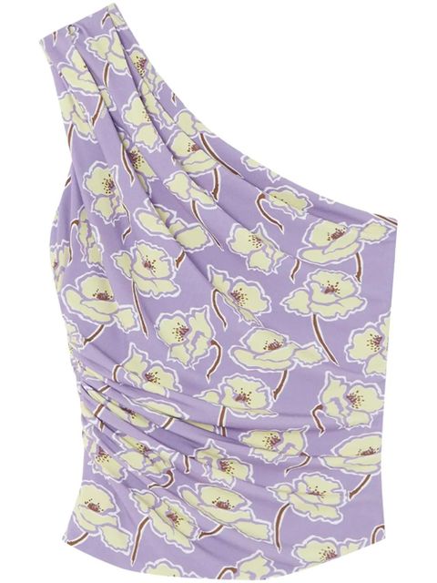 Versace Poppies gathered one-shoulder top - Purple - zdjęcie produktu nr 1