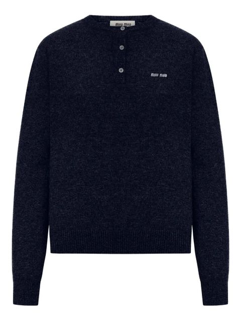 Miu Miu button logo-lettering sweater - Blue - zdjęcie produktu nr 1