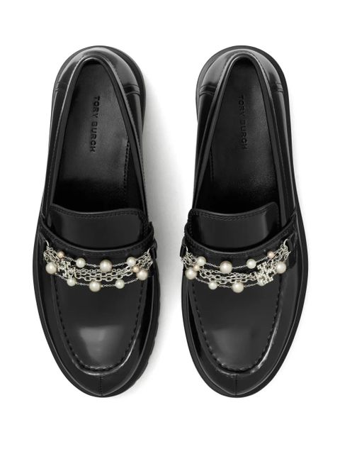 Tory Burch embellished lug loafers - Black