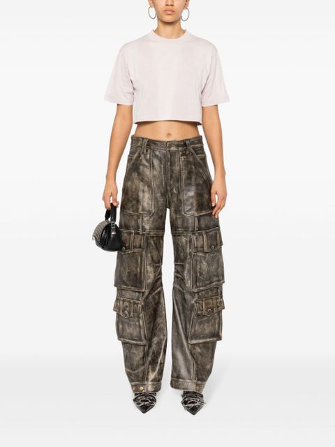 Off-White rubberised-logo cropped T-shirt - Pink