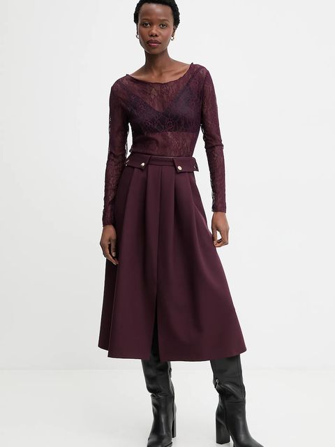 Answear.LAB spódnica kolor bordowy midi rozkloszowana - zdjęcie produktu nr 1