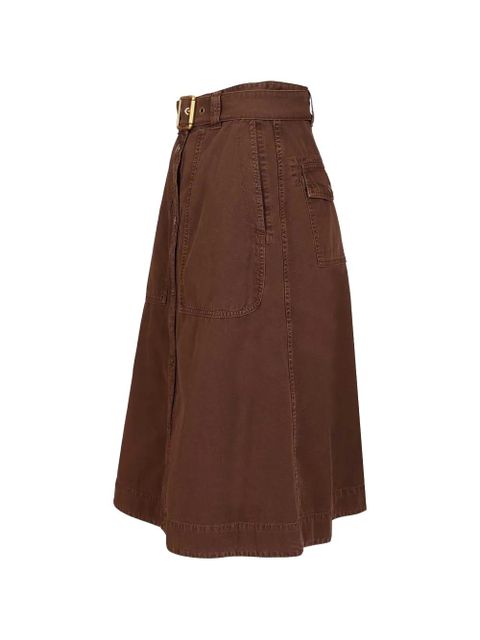 Moncler midi buttoned skirt - Brown