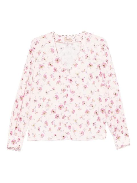 TWINSET floral V-neck blouse - Pink - zdjęcie produktu nr 1