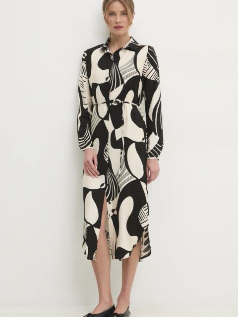 Answear.LAB sukienka kolor czarny midi prosta