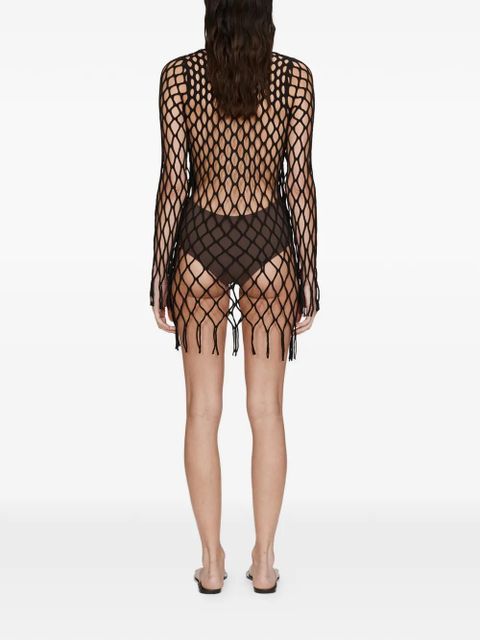 Christopher Esber knitted mesh mini dress - Brown