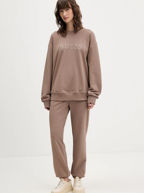 Guess bluza SOFIA damska kolor brązowy z aplikacją O5RQ03 KCO31