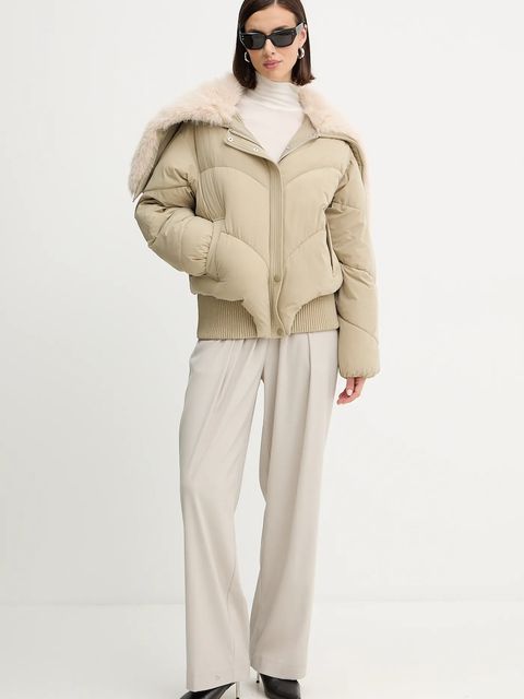 Patrizia Pepe kurtka kolor beżowy zimowa 2O0186 A674