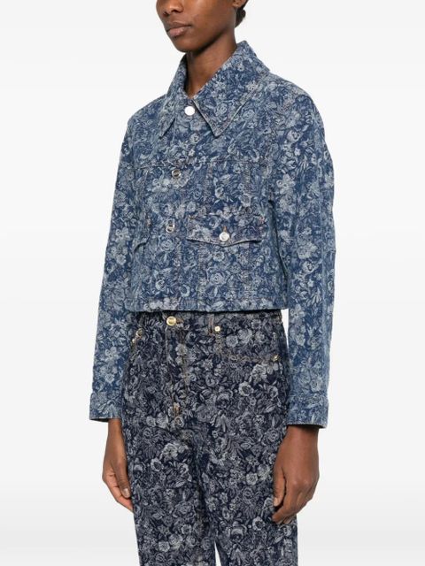 GANNI floral cropped jacket - Blue