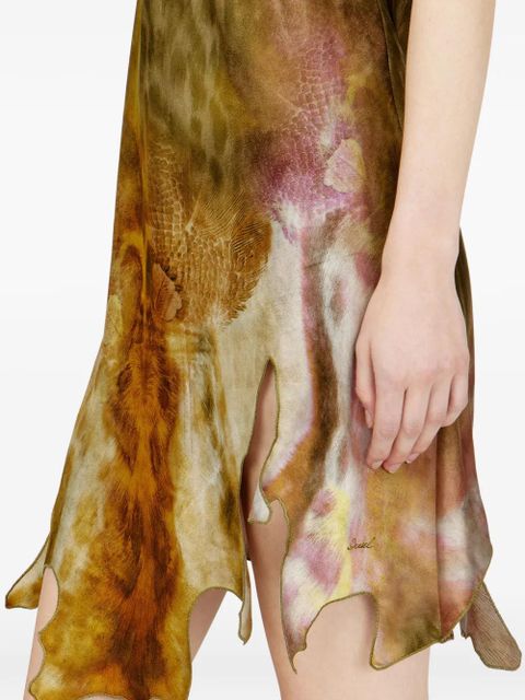 Diesel D-AHIUL jagged-hem printed dress - Green
