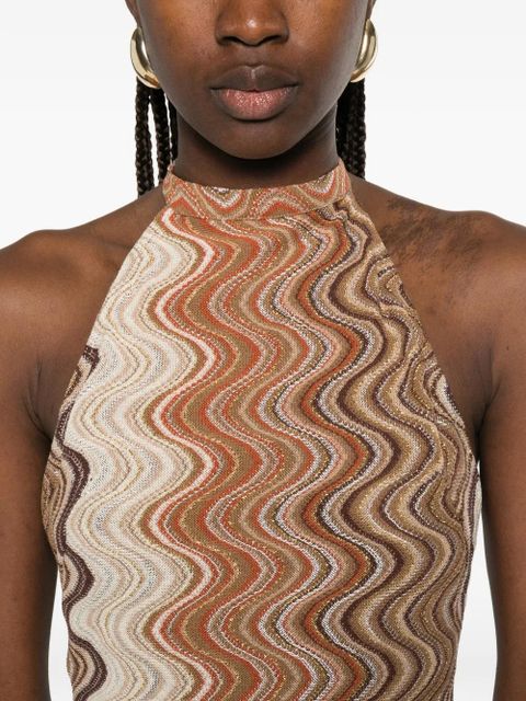 MC2 Saint Barth Tony R chevron-knit halterneck dress - Neutrals