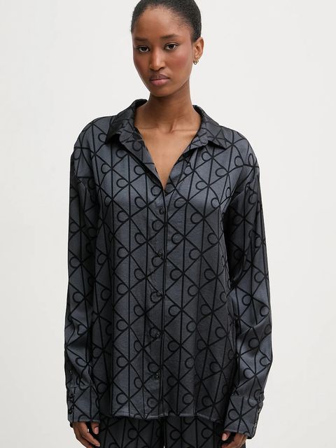 Calvin Klein Underwear koszula piżamowa damska kolor szary satynowa LV00QS7535 - zdjęcie produktu nr 1