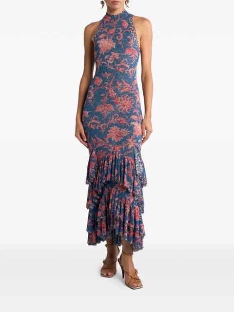 ETRO floral-print ruffled dress - Blue - zdjęcie produktu nr 2