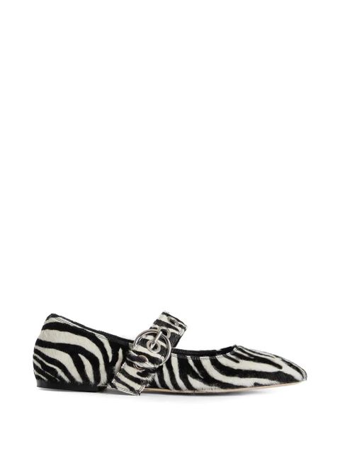 Aeyde zebra-print pony-hair ballet flats - White - zdjęcie produktu nr 1
