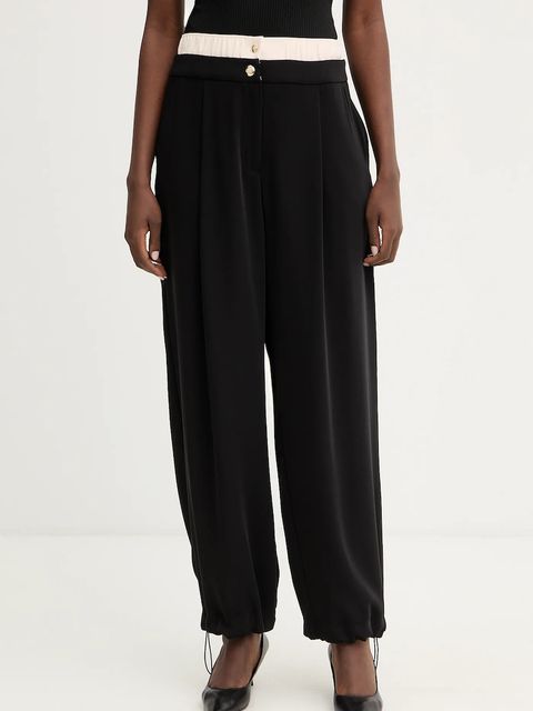 Liu Jo spodnie damskie kolor czarny szerokie high waist TA6150 TS923 - zdjęcie produktu nr 1