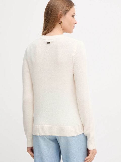 Barbour sweter wełniany damski kolor beżowy LKN1666