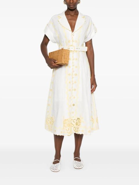 ZIMMERMANN Lucky embroidered midi dress - White