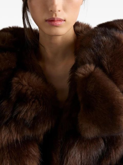 Prada hooded shearling jacket - Brown