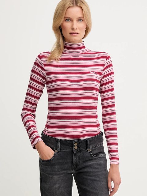 Pepe Jeans longsleeve damski kolor różowy z golfem PL5000039 - zdjęcie produktu nr 1