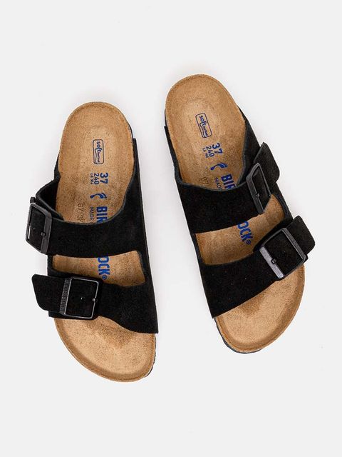 Birkenstock klapki zamszowe Arizona SFB damskie kolor czarny 951323
