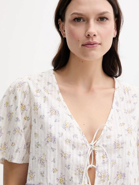 Pepe Jeans bluzka bawełniana damska kolor beżowy wzorzysta PL305106