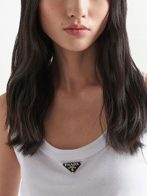 Prada triangle-logo crop top - White